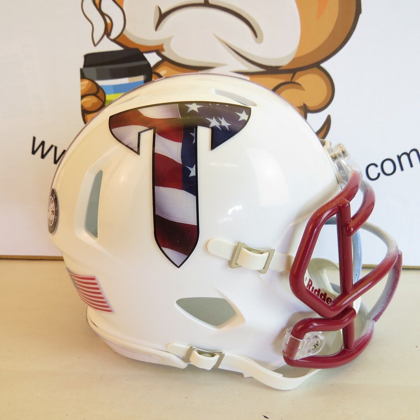 Troy State Trojans Custom Mini Helmet Military Appreciation Theme White