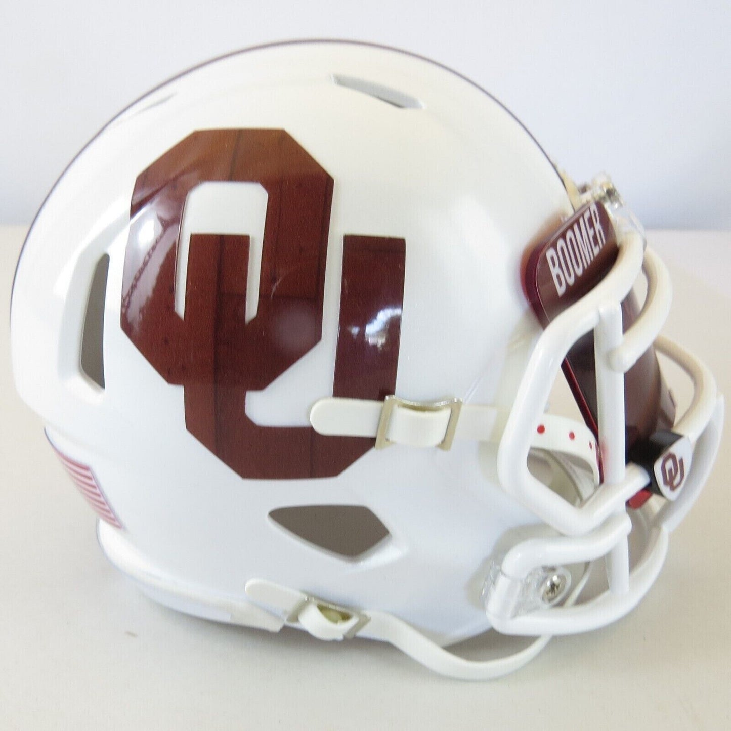 Oklahoma Sooners Custom Mini Helmet Bring The Wood White