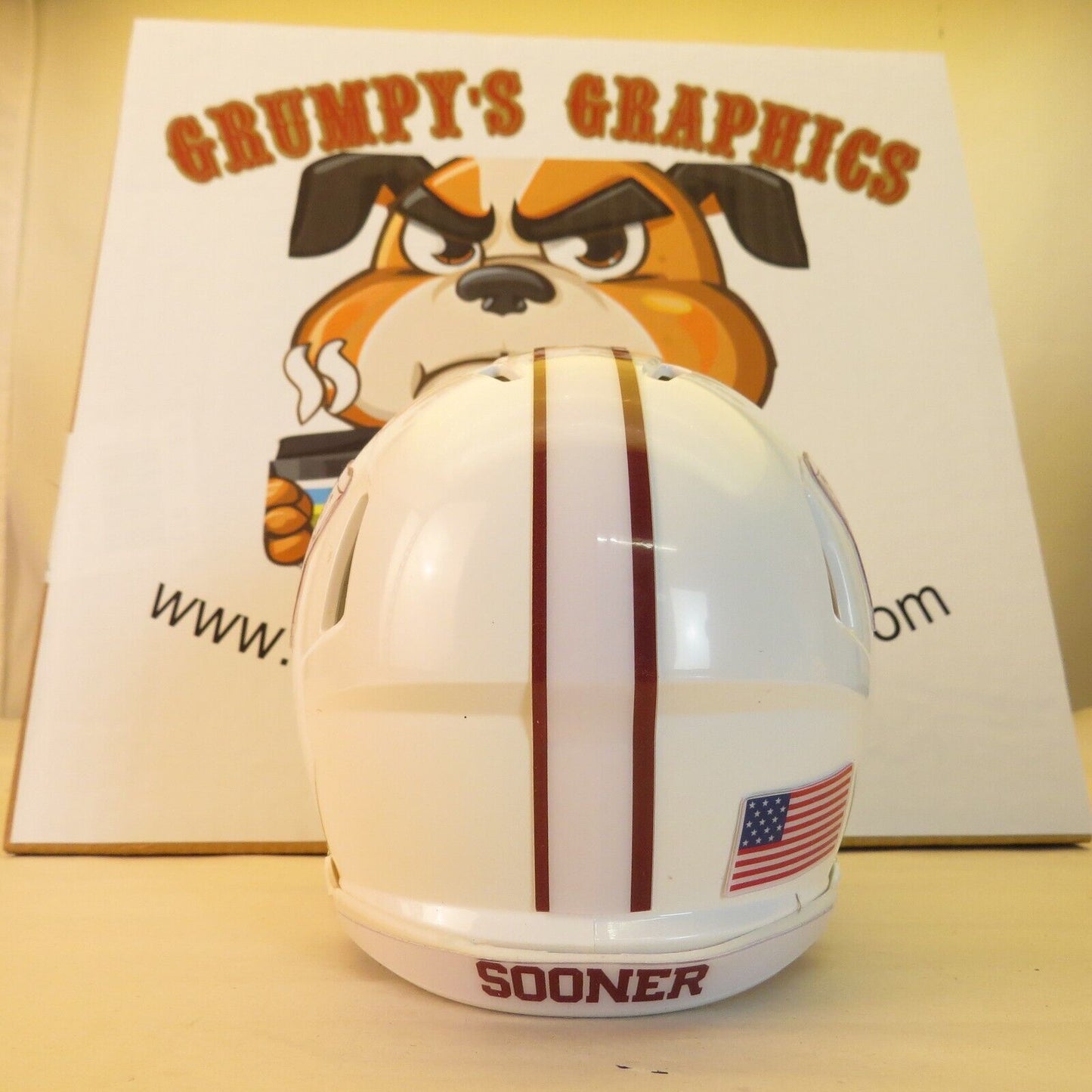 Oklahoma Sooners Custom Mini Helmet Wagon Logo White