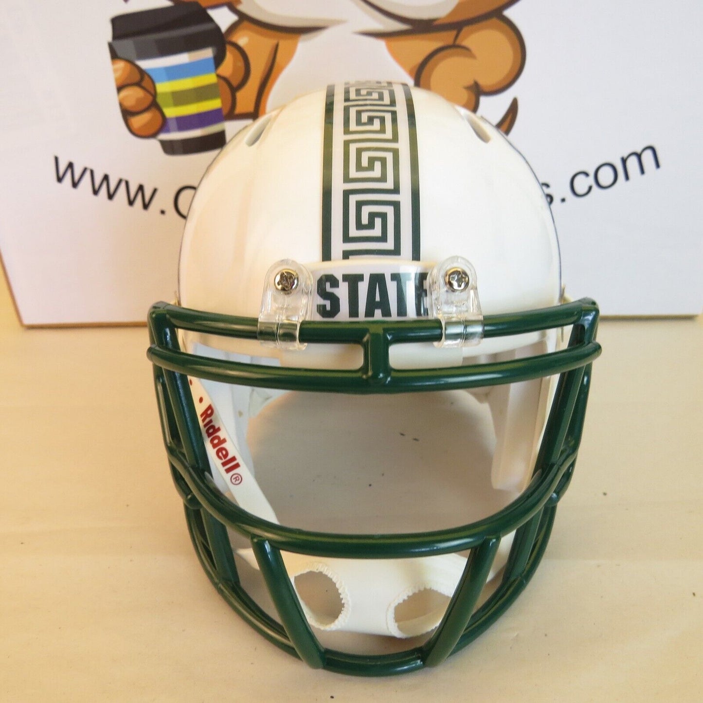 Michigan State Spartans Custom Mini Helmet Throw Back decals on White