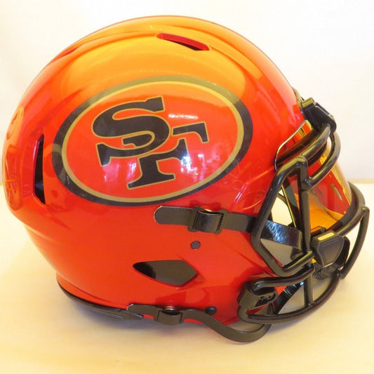 San Fran 49ers Custom Auth Helmet Bright Red with Alternate decals