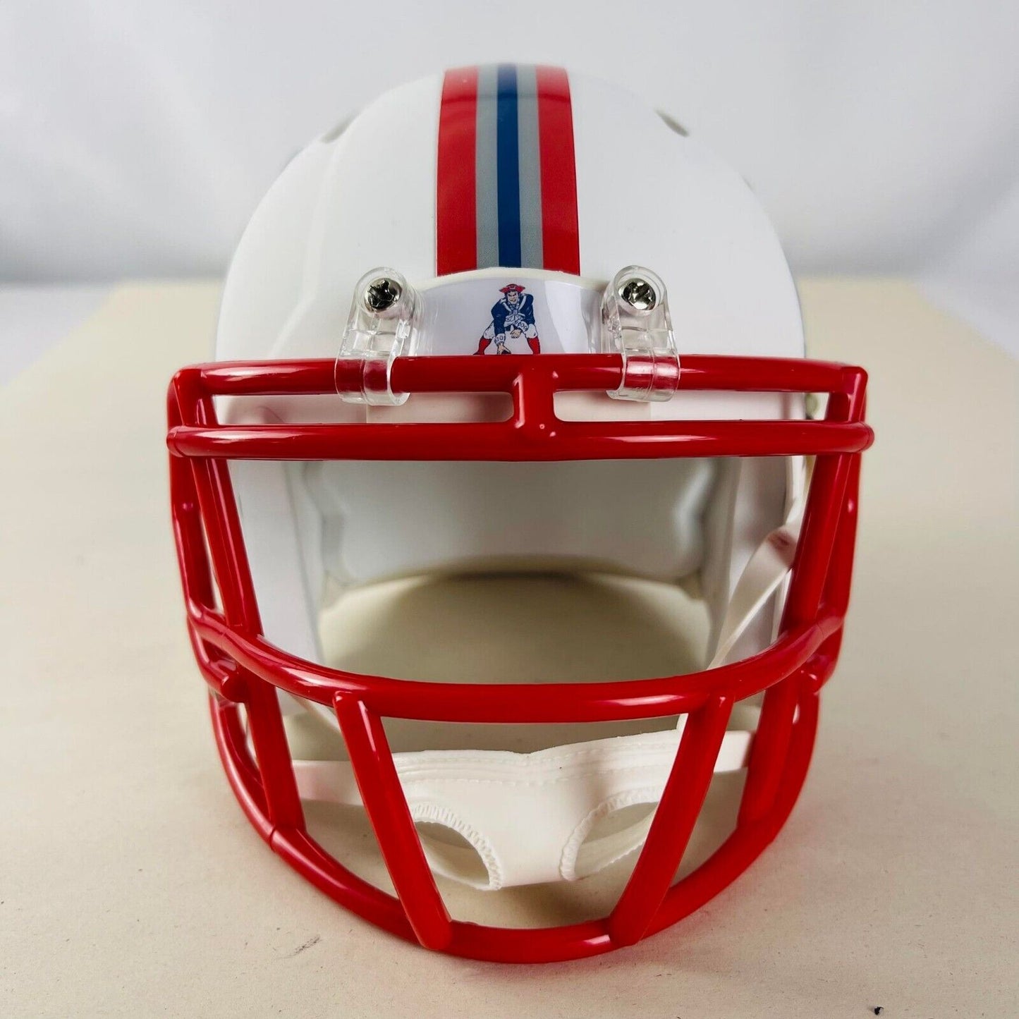 New England Patriots Custom Mini Helmet - Throwback White Matte