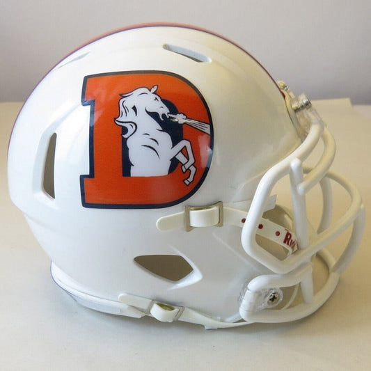 Denver Broncos Custom Mini Helmet Throw Back decals on White