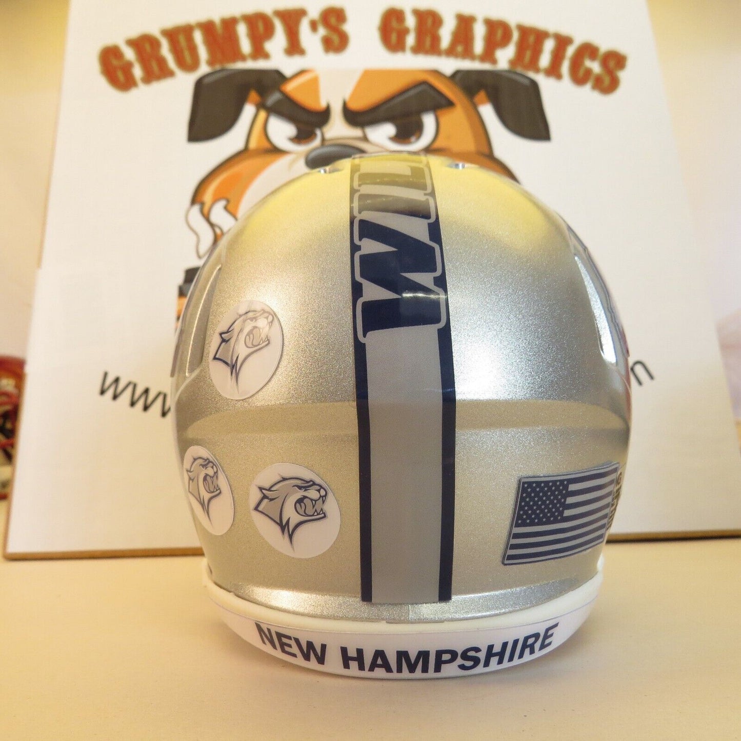 University of New Hampshire Wildcats Custom Mini Helmet Concept Silver