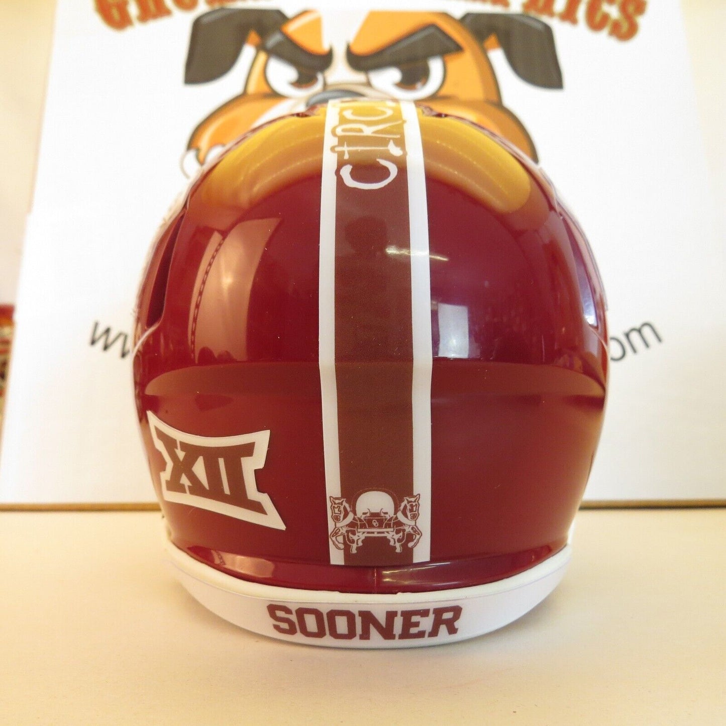 Oklahoma Sooners Schooner Custom Mini Helmet Crimson with Wagon