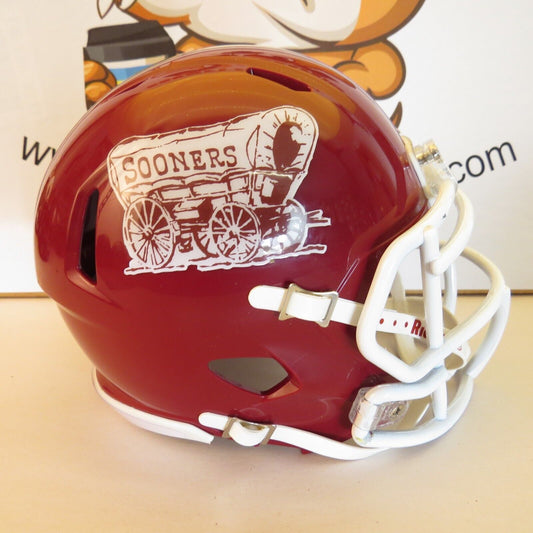 Oklahoma Sooners Schooner Custom Mini Helmet Crimson with Wagon