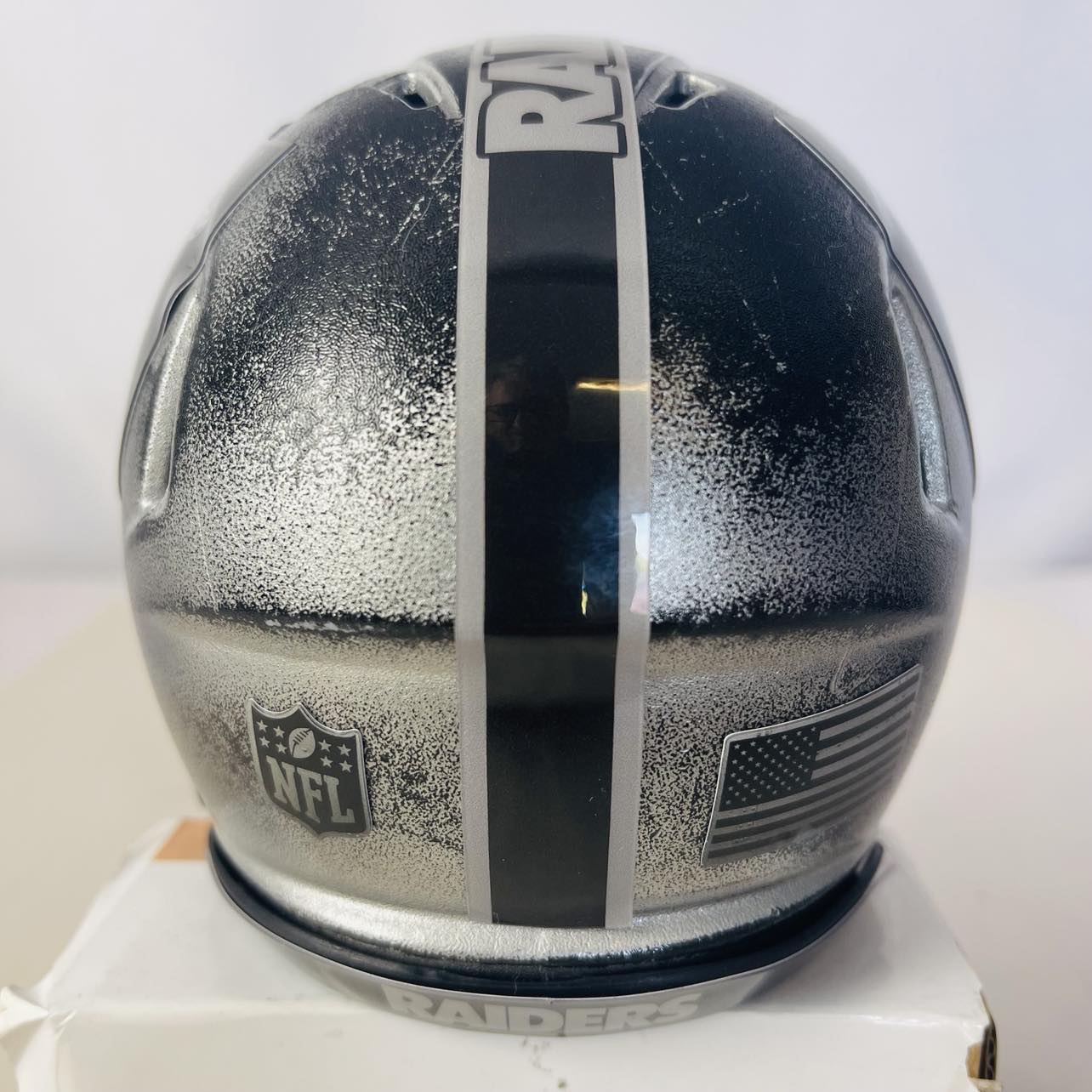 Las Vegas Radiers Custom Mini Helmet - Black/Silver distressed