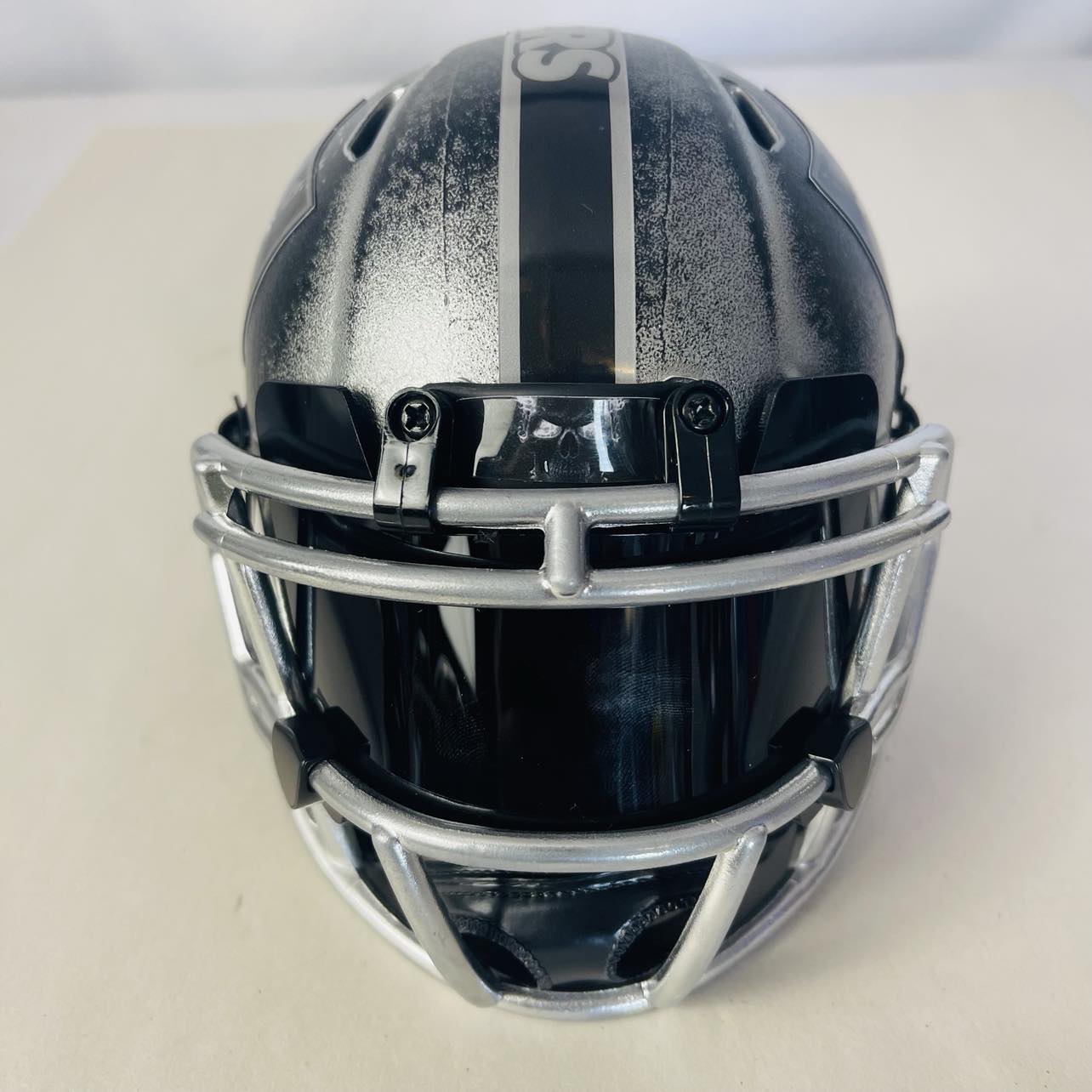 Las Vegas Radiers Custom Mini Helmet - Black/Silver distressed