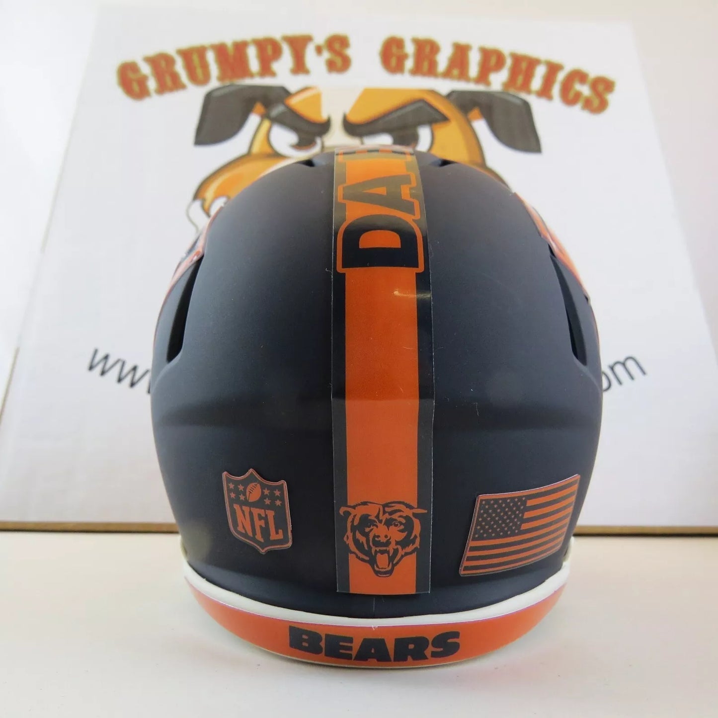 Chicago Bears Custom Mini Helmet Superman theme on Blue Matte