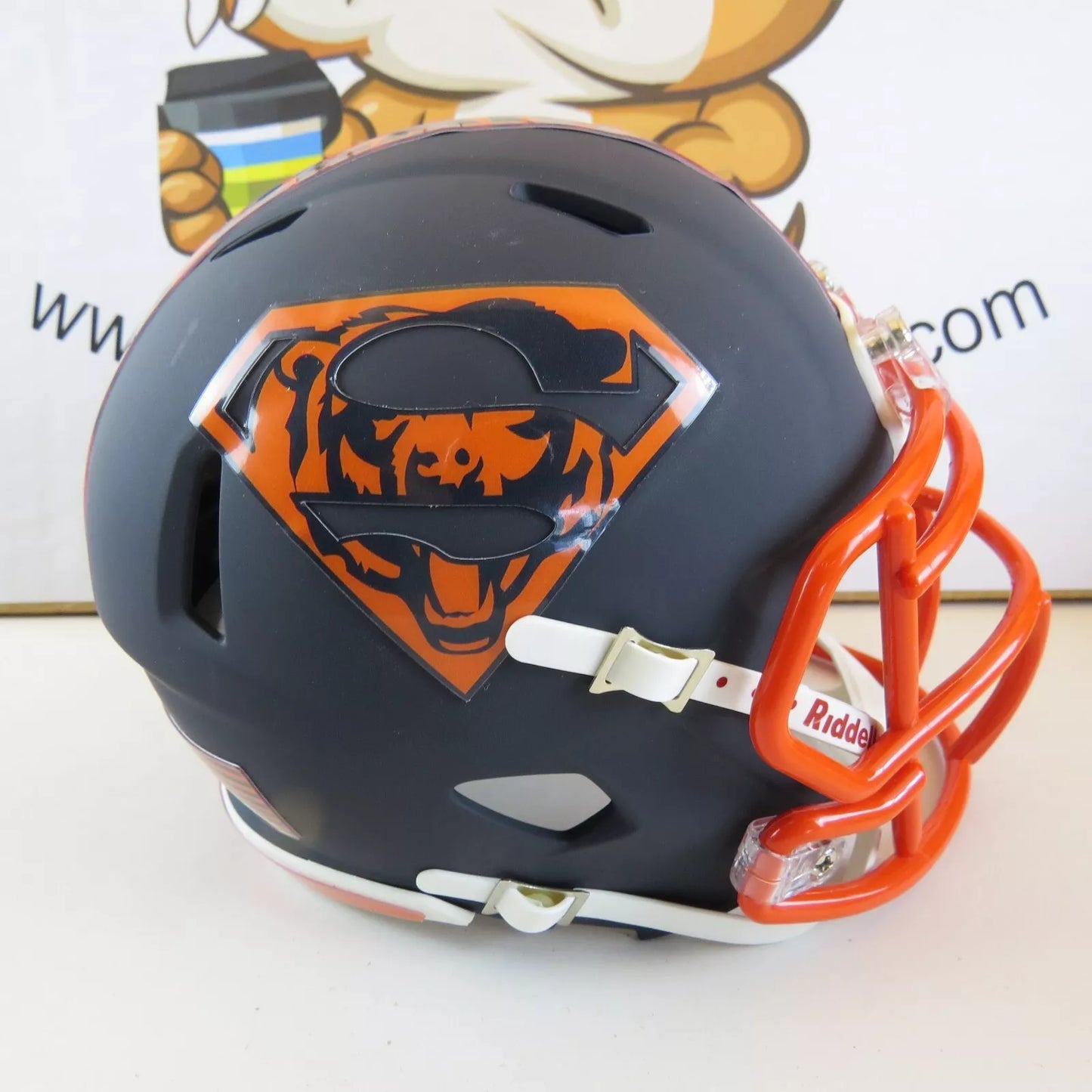 Chicago Bears Custom Mini Helmet Superman theme on Blue Matte