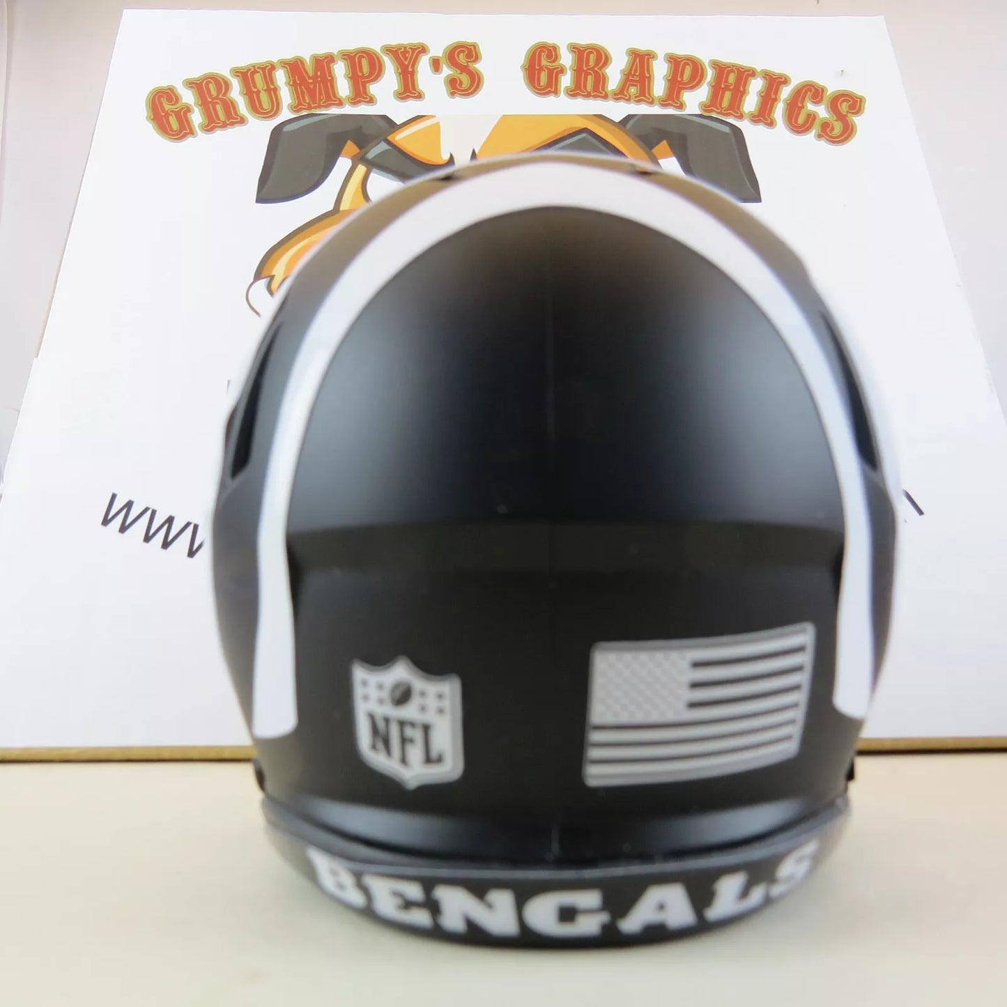 Cincinnati Bengals Custom Mini Helmet alternate decals on matte black