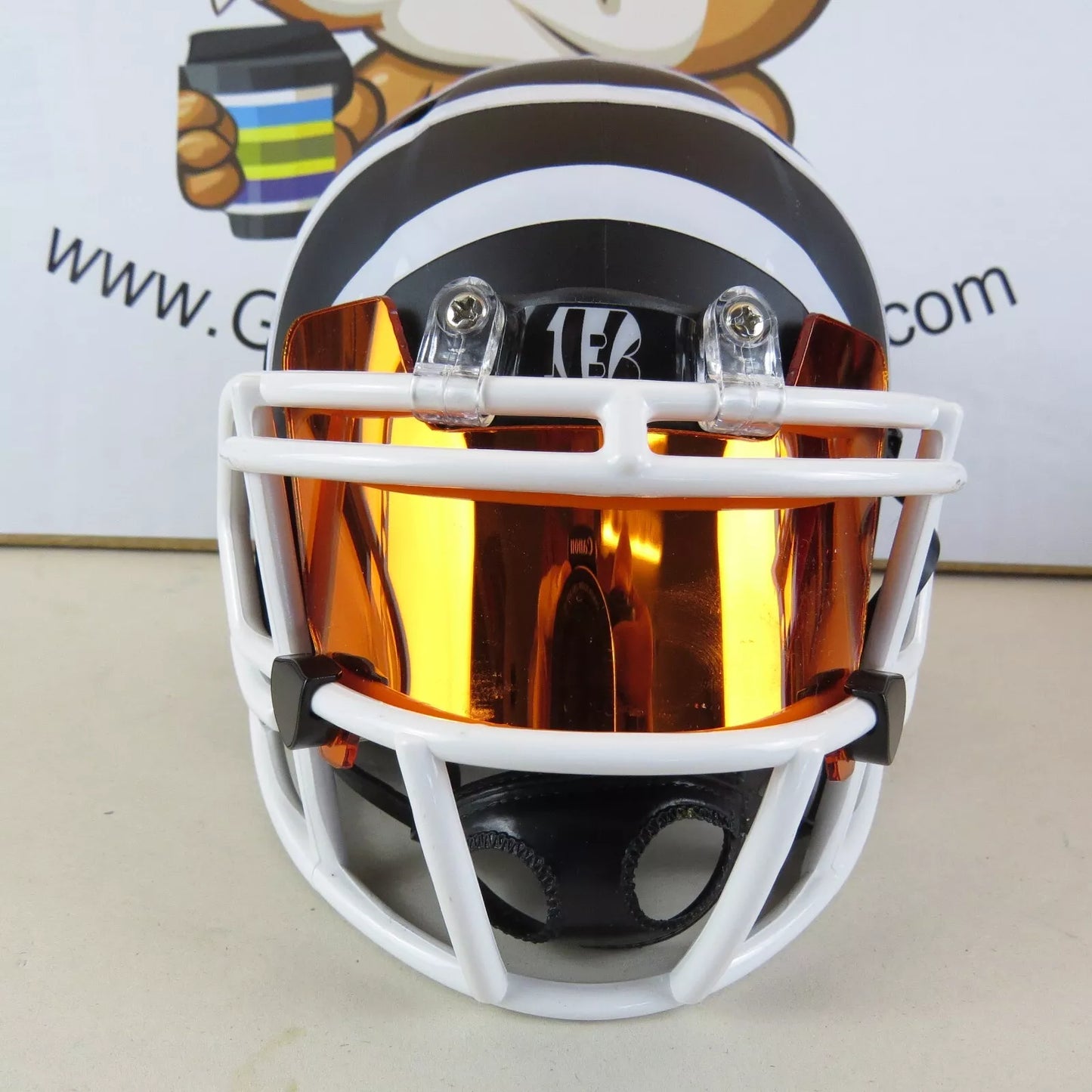 Cincinnati Bengals Custom Mini Helmet alternate decals on matte black