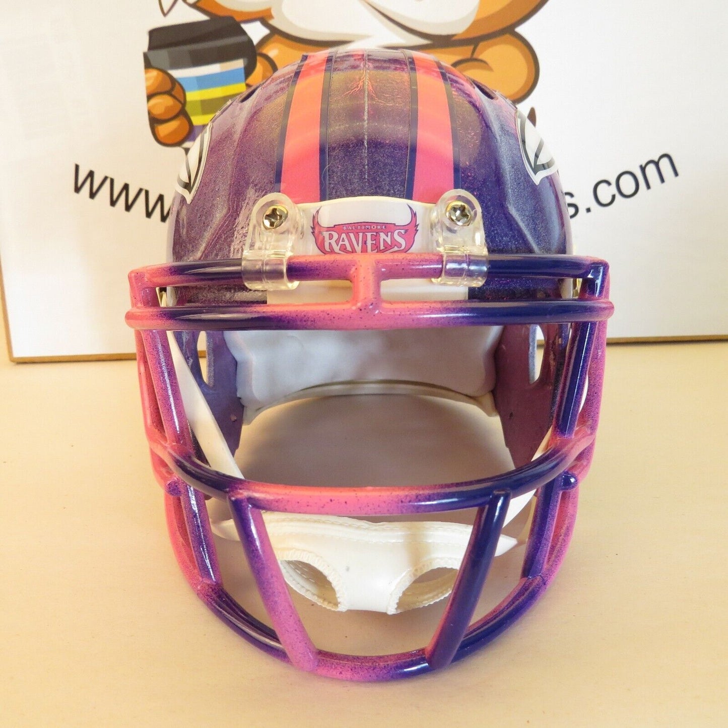 Baltimore Ravens Custom Mini Helmet BCA Breast Cancer Awareness Custom Painted