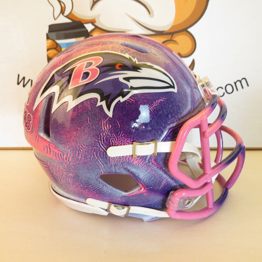 Baltimore Ravens Custom Mini Helmet BCA Breast Cancer Awareness Custom Painted