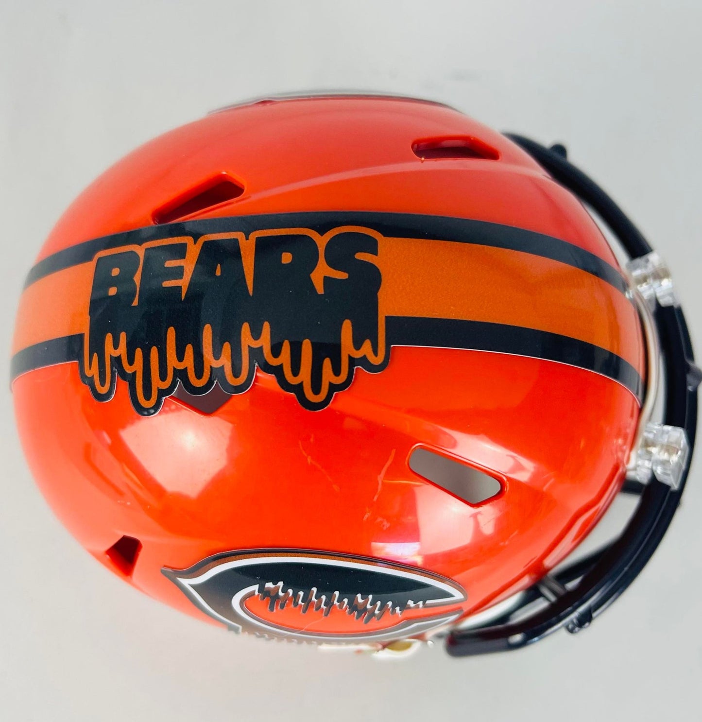 Chicago Bears Custom Mini Helmet - Orange Drip