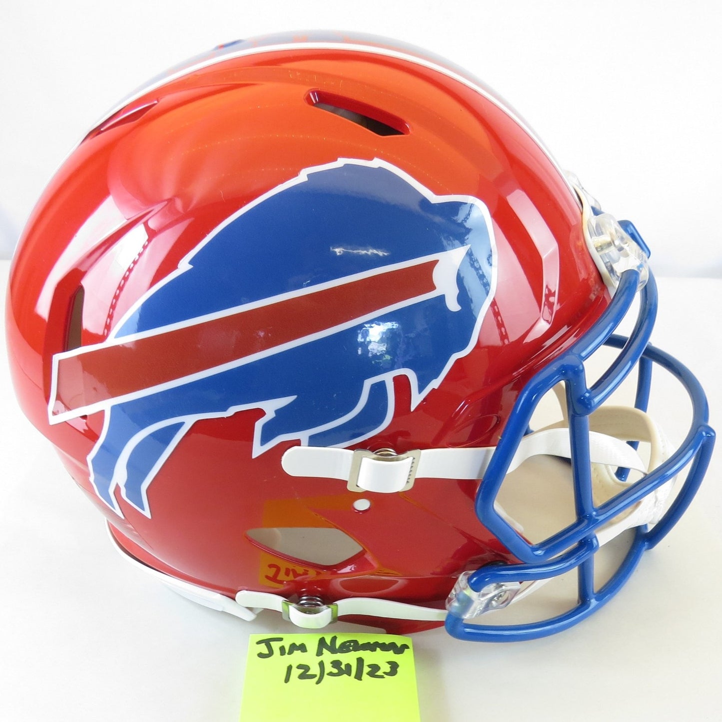 Buffalo Bills Custom full size Authentic Helmet on Bright Red with Blue Facemask