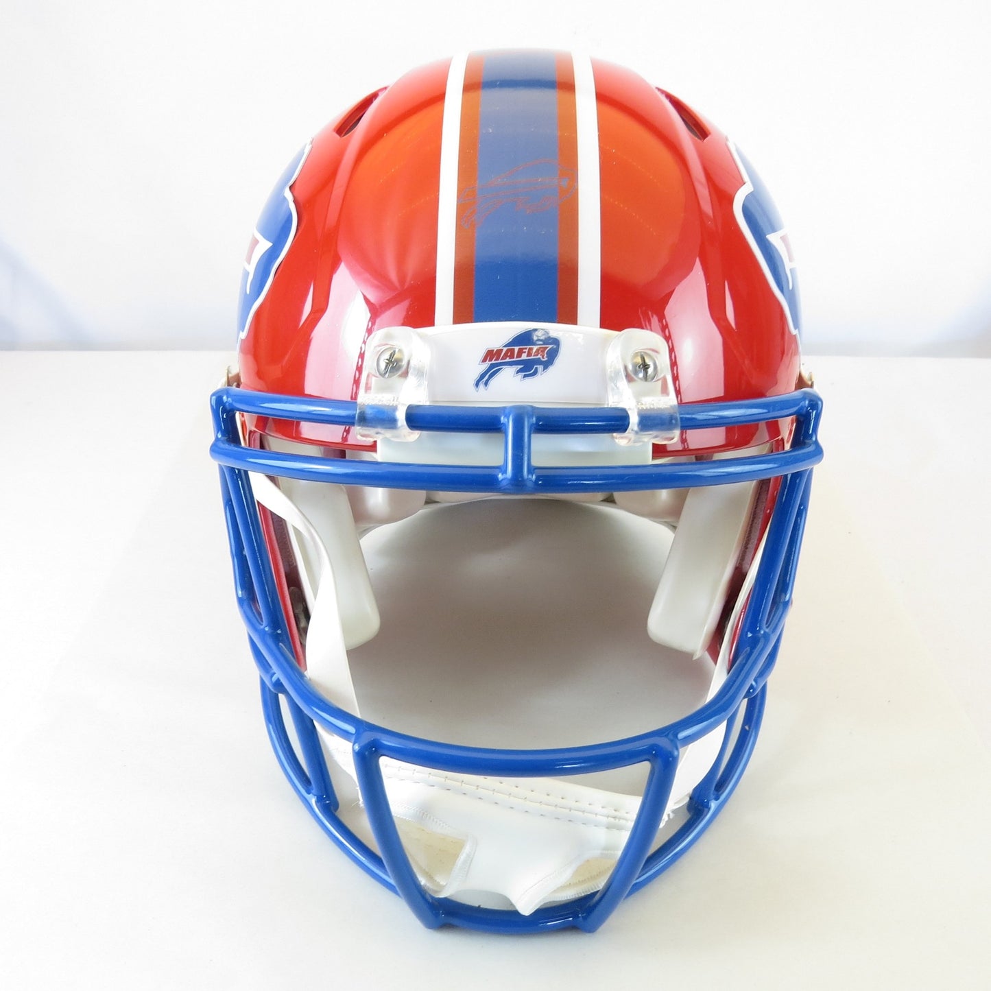 Buffalo Bills Custom full size Authentic Helmet on Bright Red with Blue Facemask