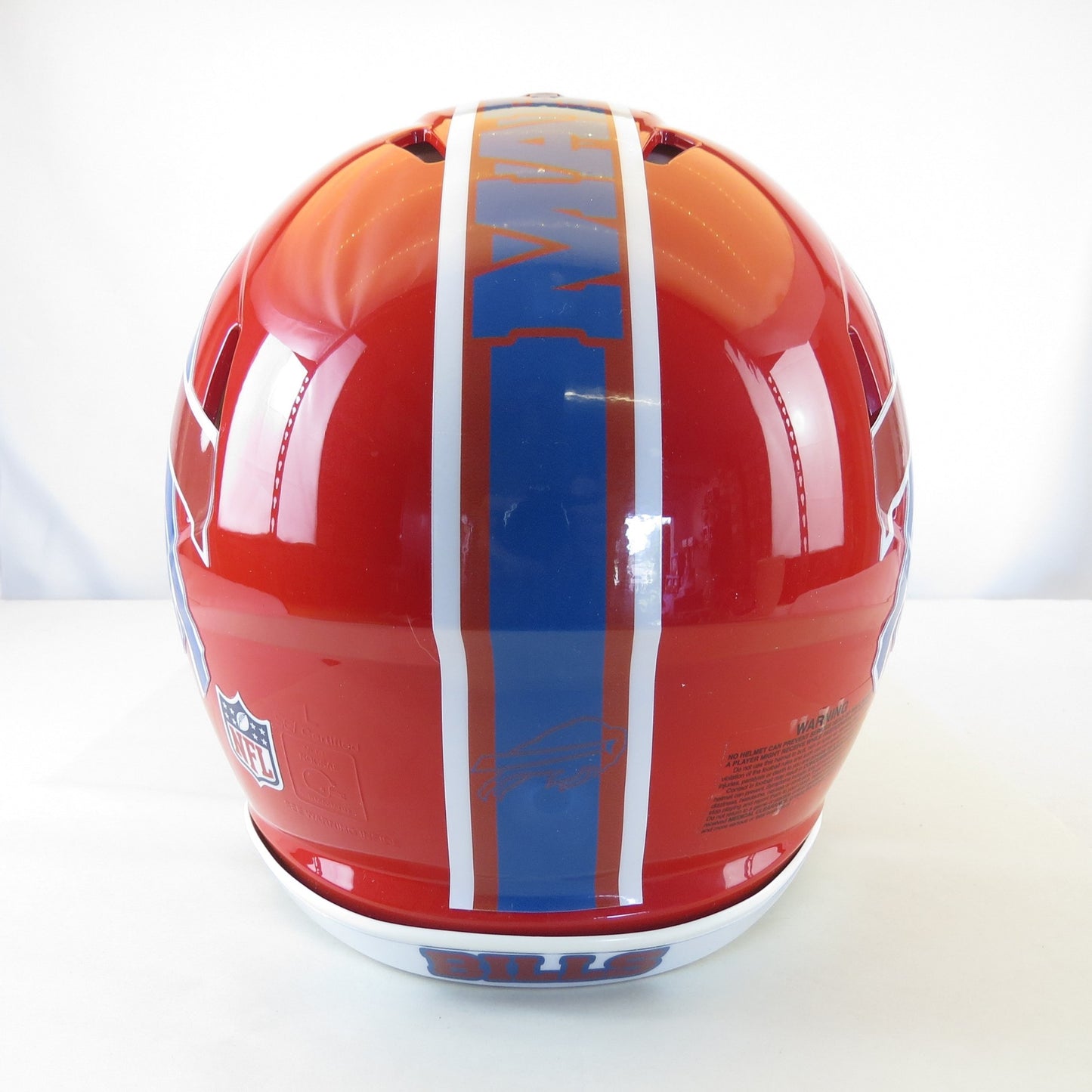 Buffalo Bills Custom full size Authentic Helmet on Bright Red with Blue Facemask