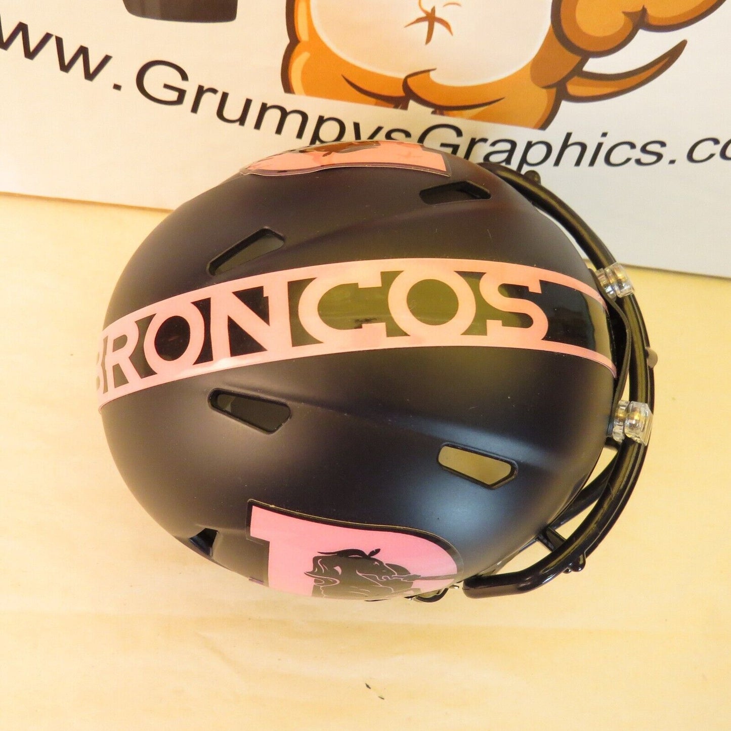 Denver Broncos Custom Mini Helmet BCA Breast Cancer Awarenes Themed