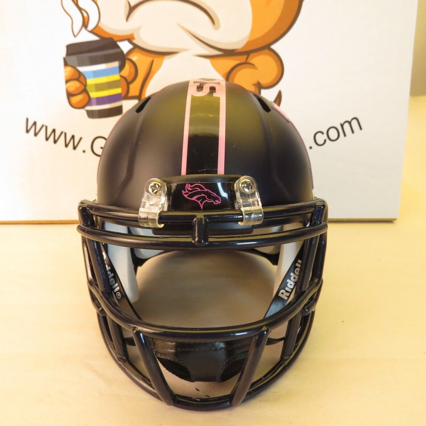 Denver Broncos Custom Mini Helmet BCA Breast Cancer Awarenes Themed