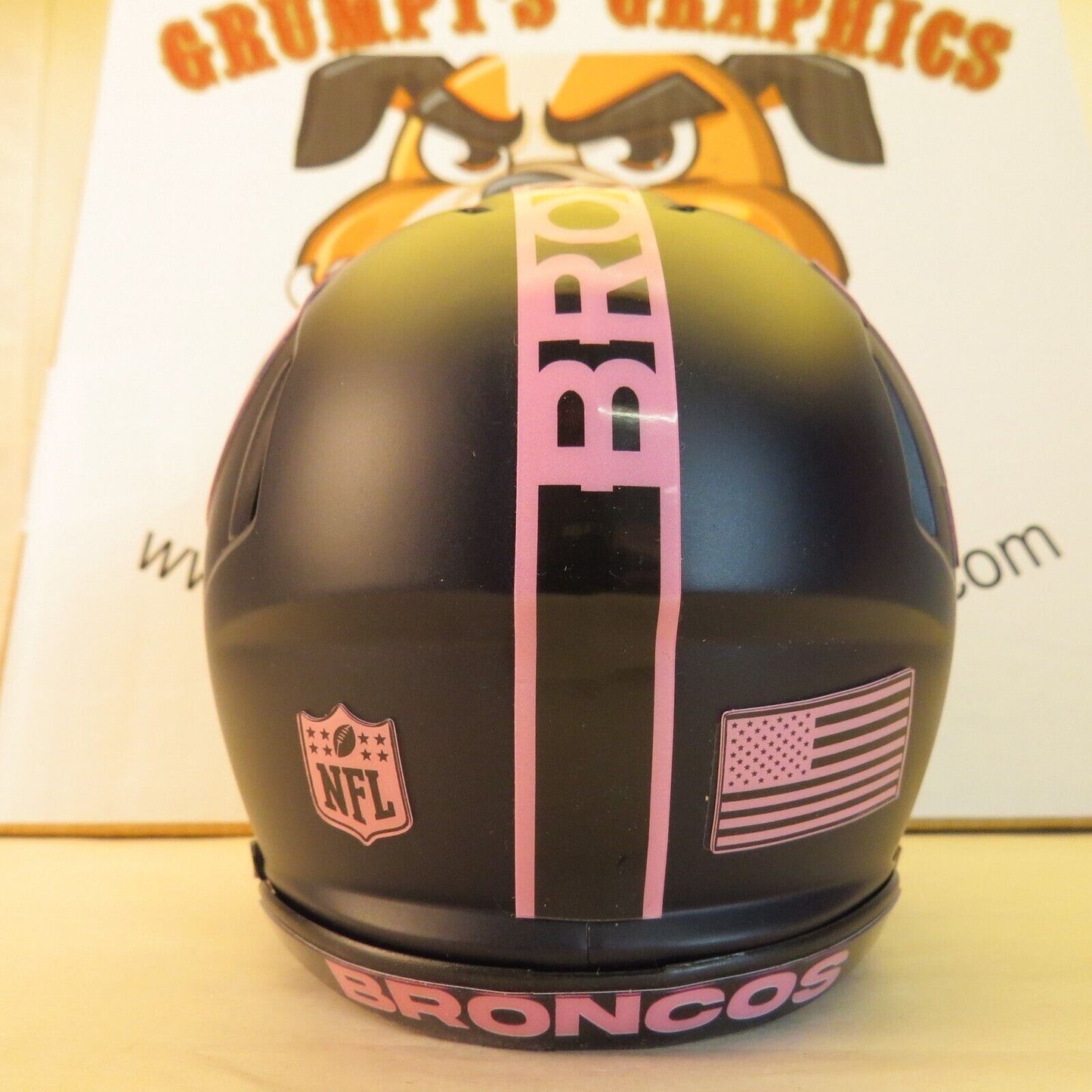 Denver Broncos Custom Mini Helmet BCA Breast Cancer Awarenes Themed