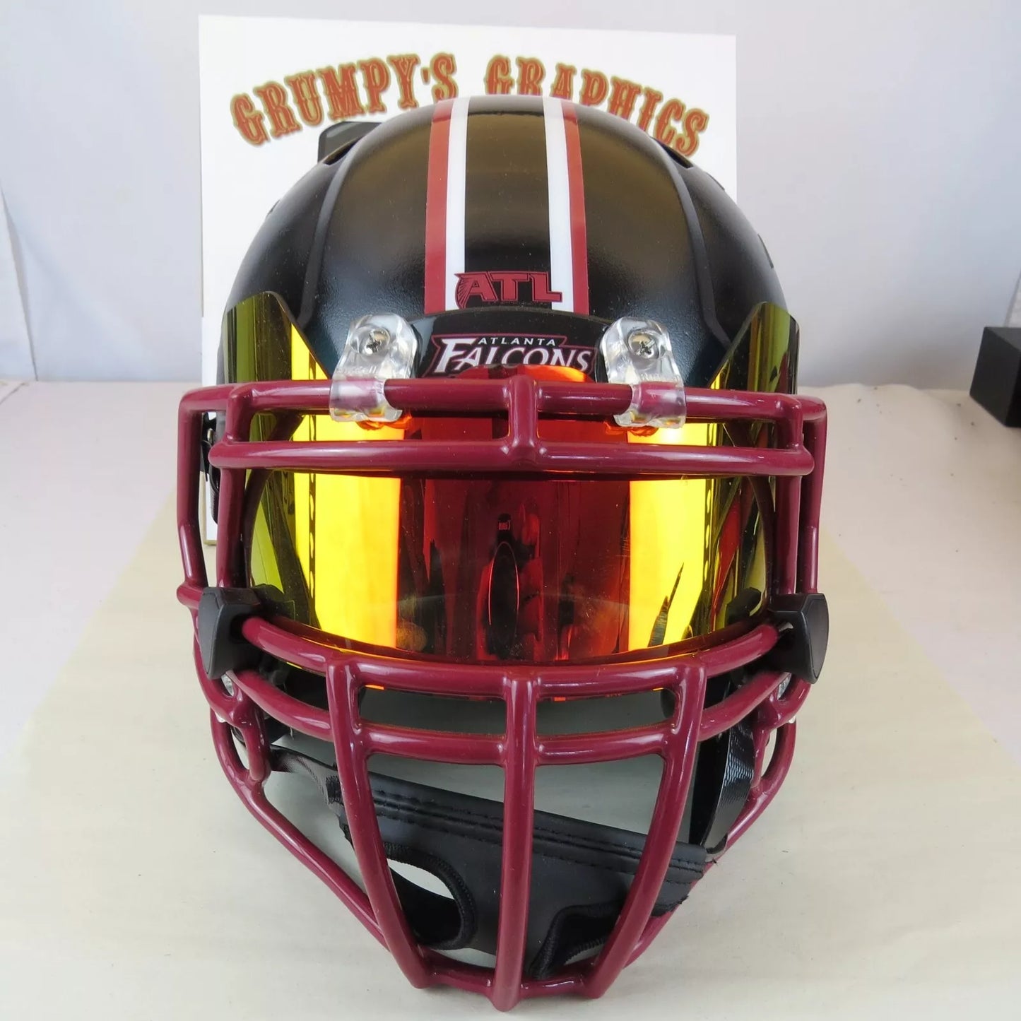 Atlanta Falcons Custom Auth Helmet Ballistic Black Matte Alternate