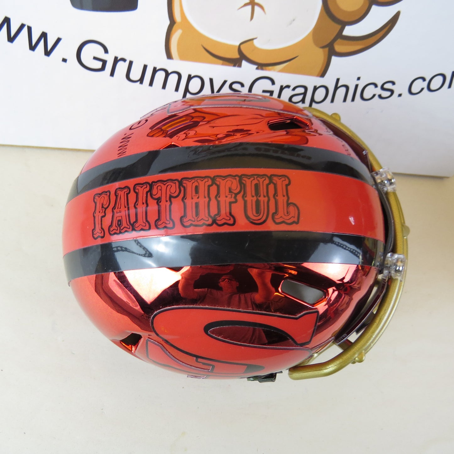 San Francisco 49ers Custom Mini Helmet Alternate decals on Red Chrome