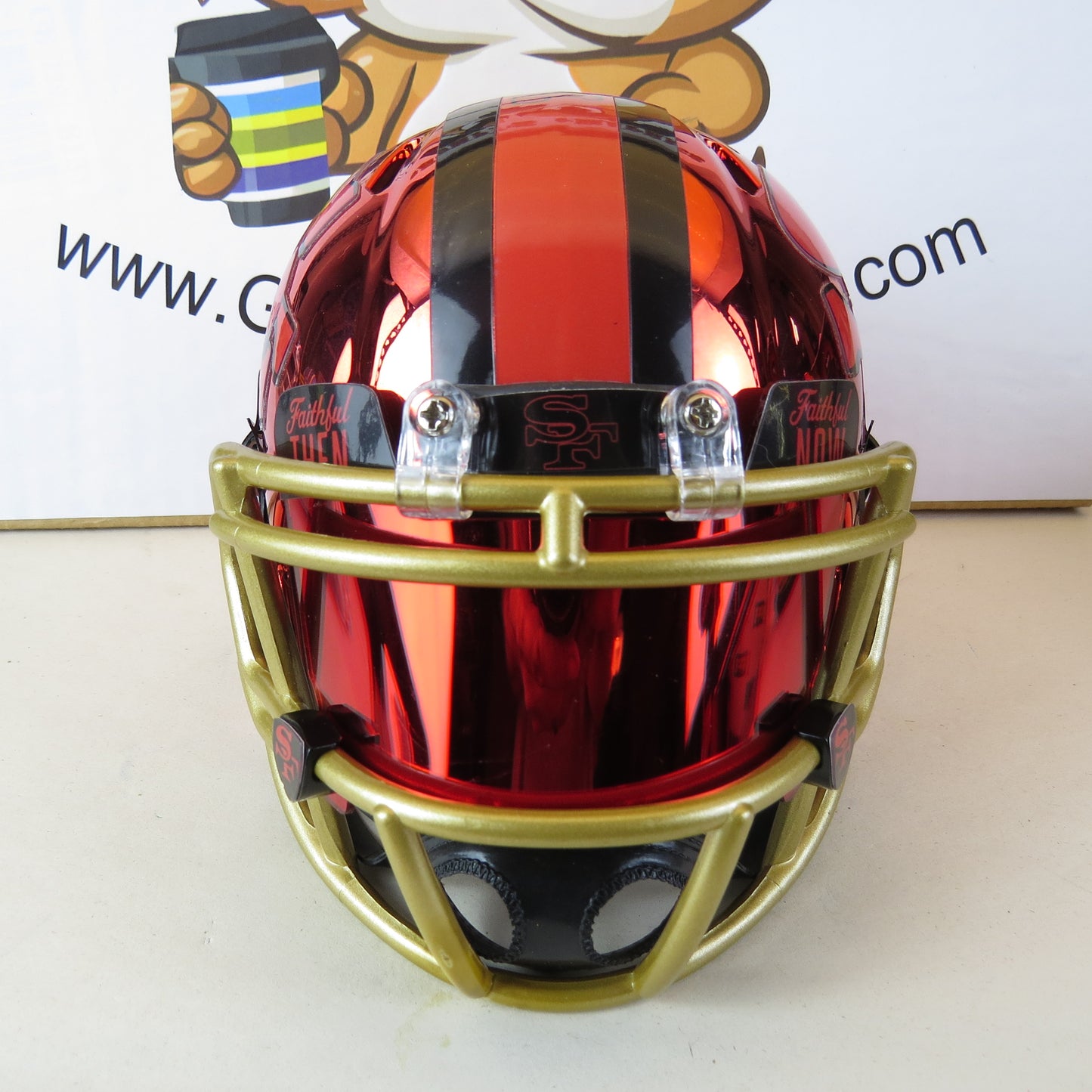 San Francisco 49ers Custom Mini Helmet Alternate decals on Red Chrome