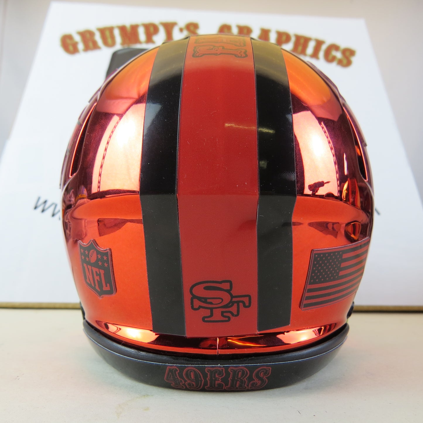 San Francisco 49ers Custom Mini Helmet Alternate decals on Red Chrome