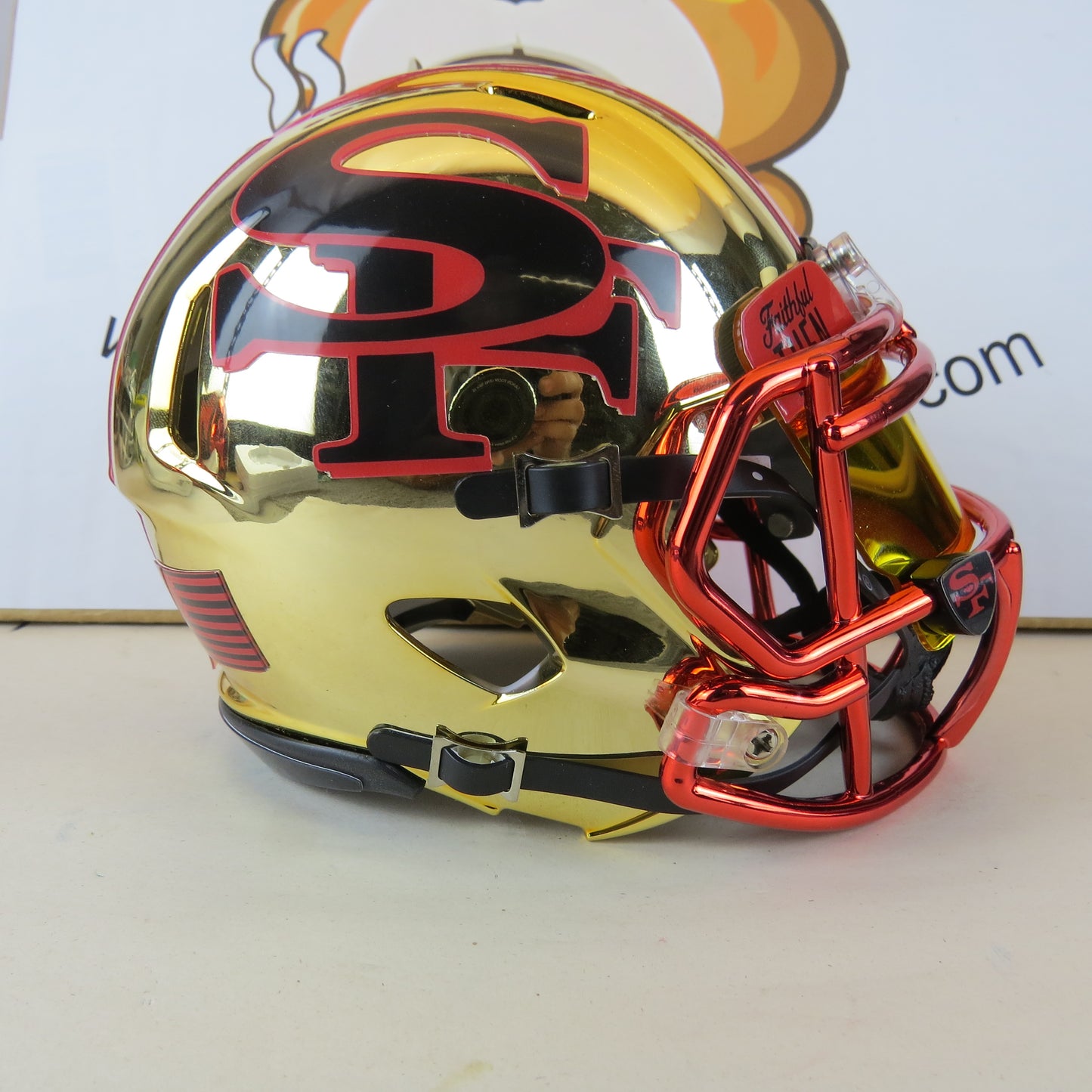 San Francisco 49ers Custom Mini Helmet Alternate decals on Gold Chrome