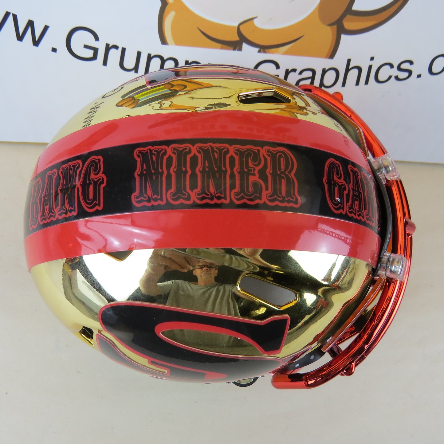 San Francisco 49ers Custom Mini Helmet Alternate decals on Gold Chrome