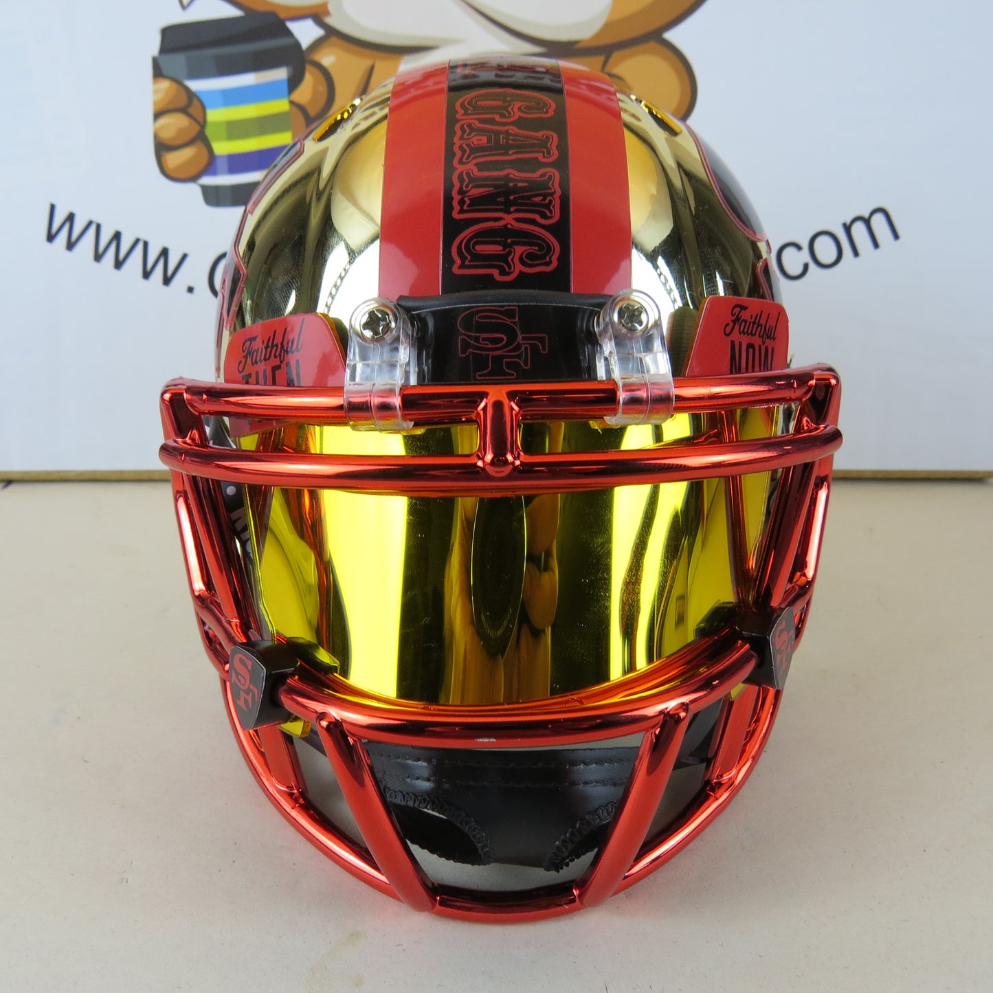 San Francisco 49ers Custom Mini Helmet Alternate decals on Gold Chrome