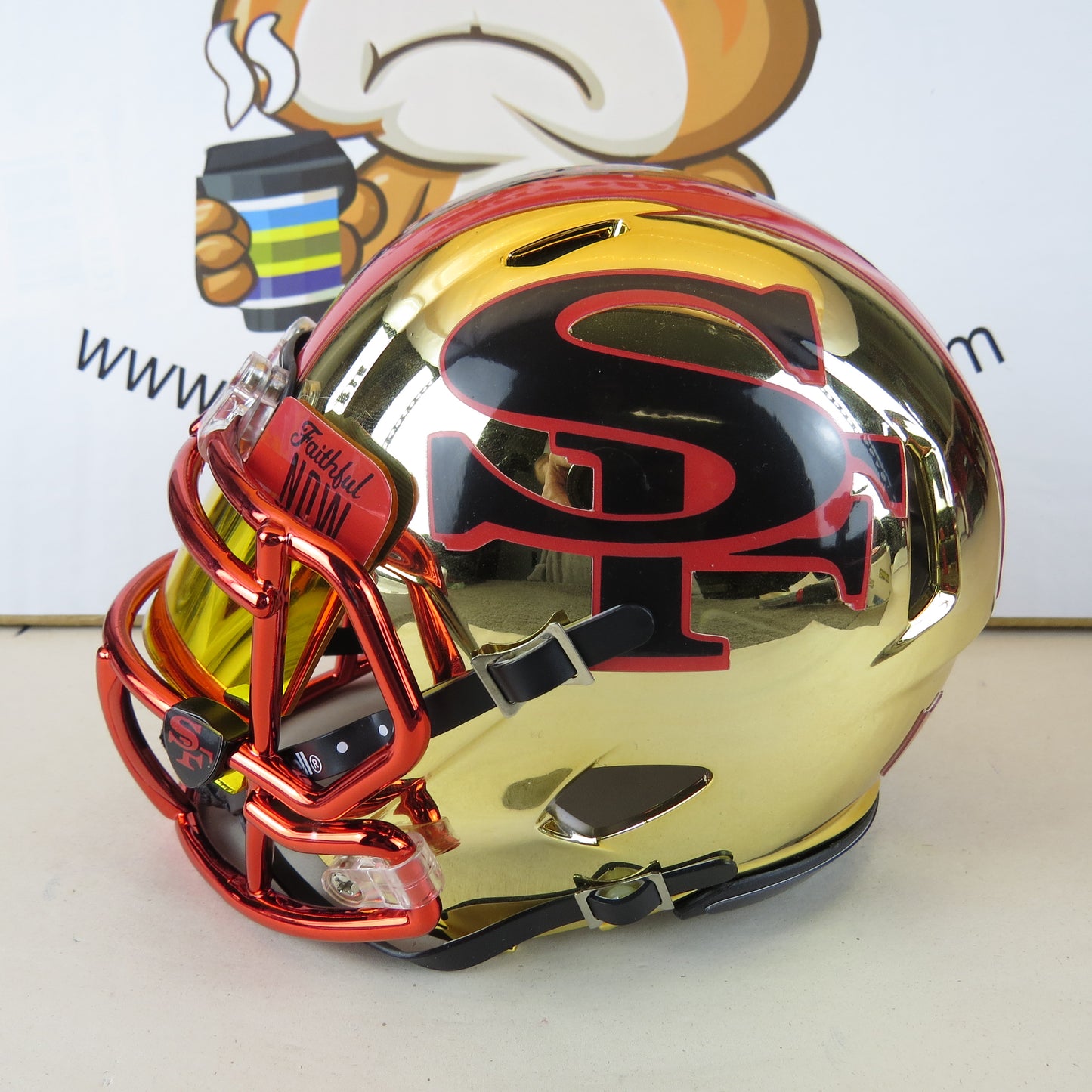 San Francisco 49ers Custom Mini Helmet Alternate decals on Gold Chrome