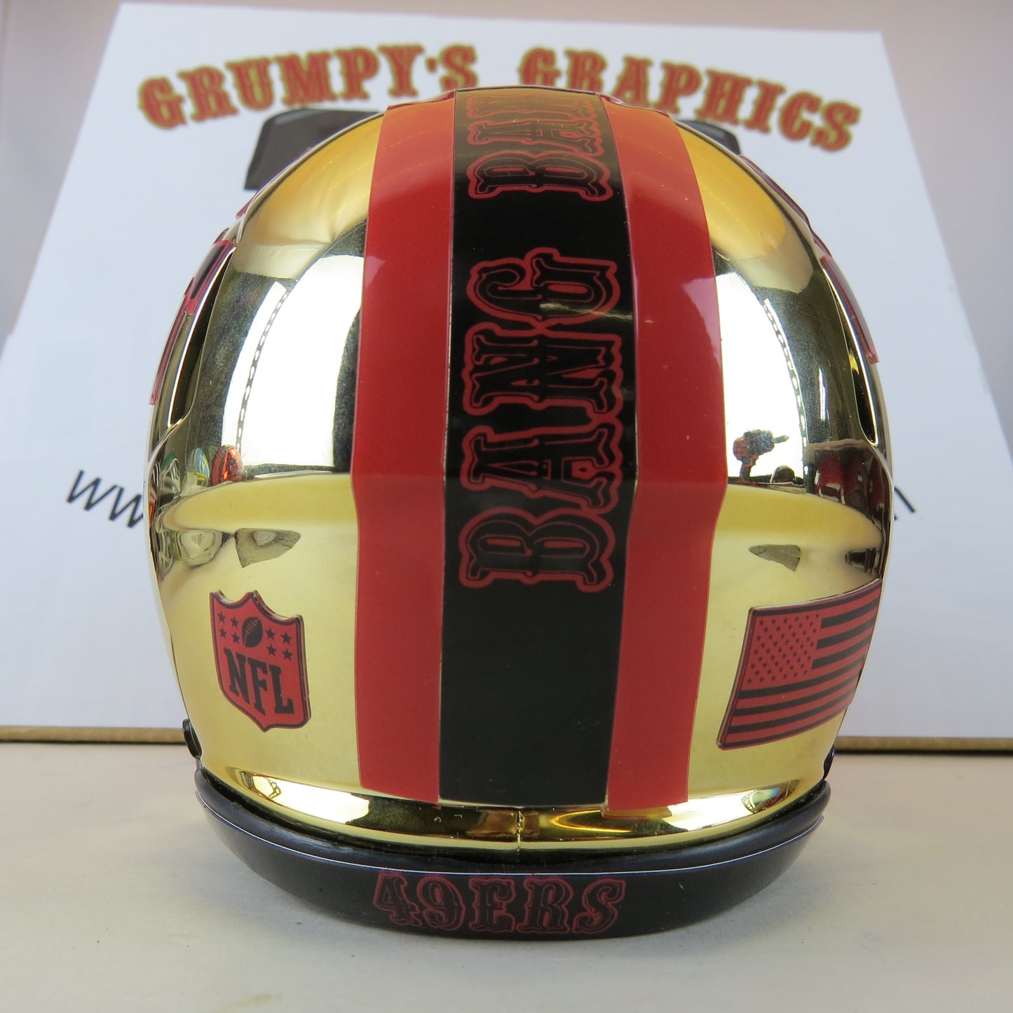 San Francisco 49ers Custom Mini Helmet Alternate decals on Gold Chrome