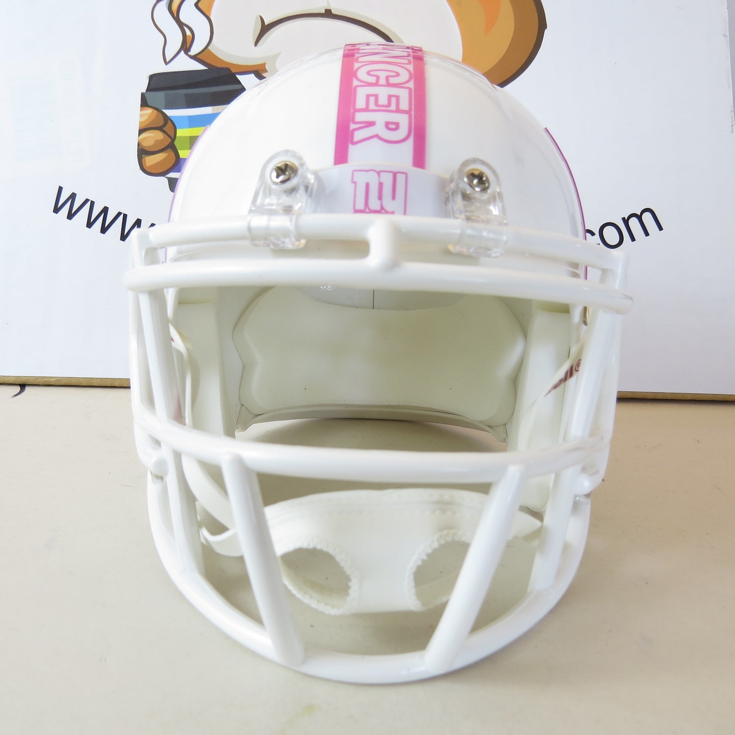 New York Giants Custom Mini Helmet BCA Breast Cancer Awarenes Themed Pink