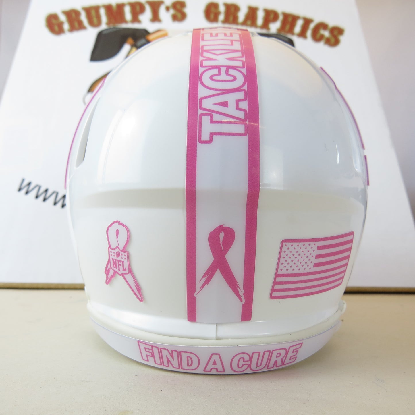 New York Giants Custom Mini Helmet BCA Breast Cancer Awarenes Themed Pink