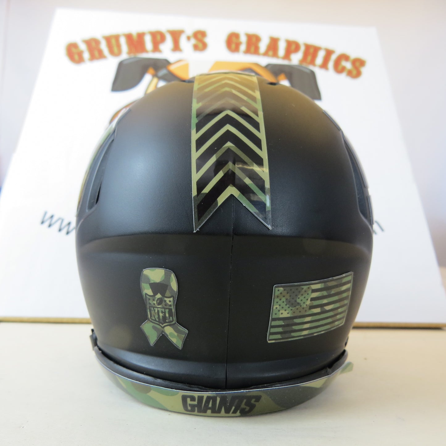 New York Giants Custom Mini Helmet STS Salute to Service Themed Black matte Camo