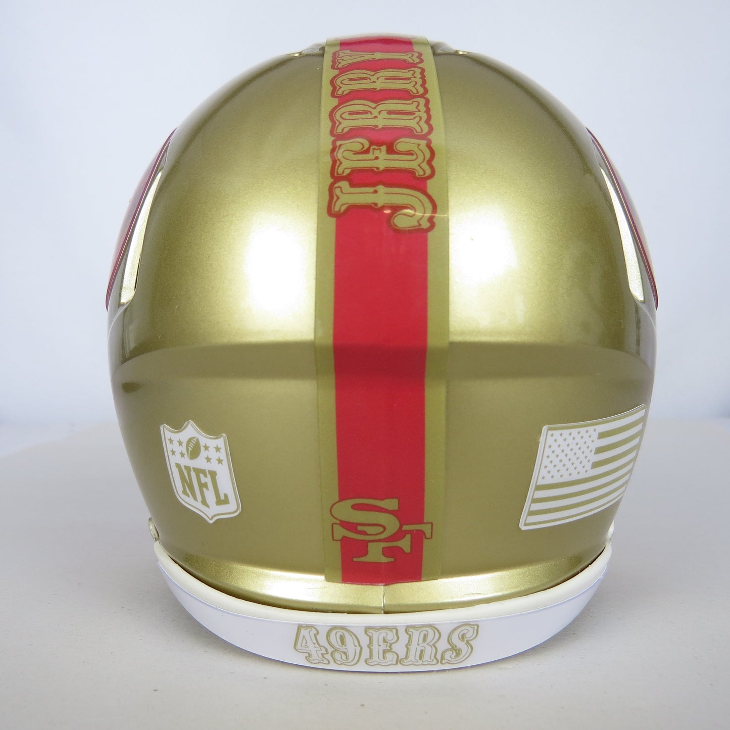 San Francisco 49ers  Jerry Rice Custom Mini Helmet Alternate decals on Gold