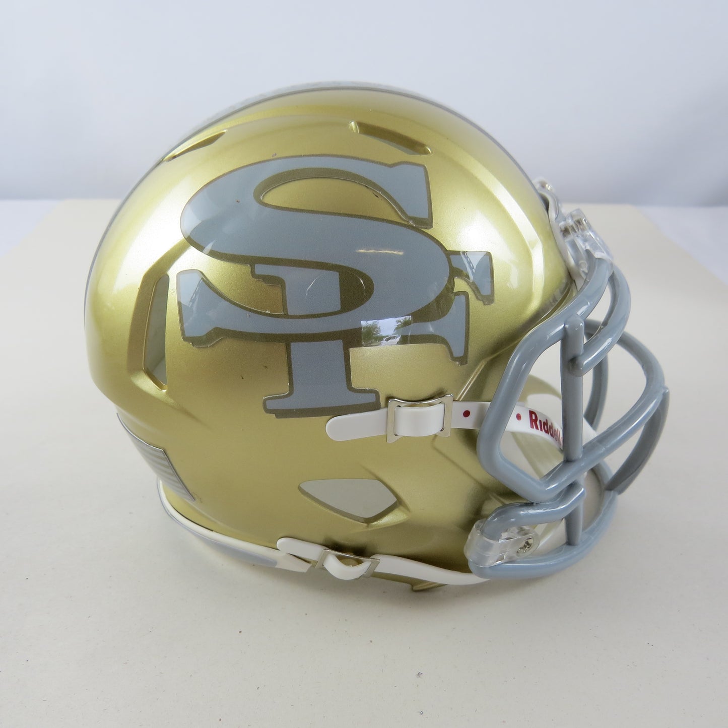 San Francisco 49ers Custom Mini Helmet Grey on Gold