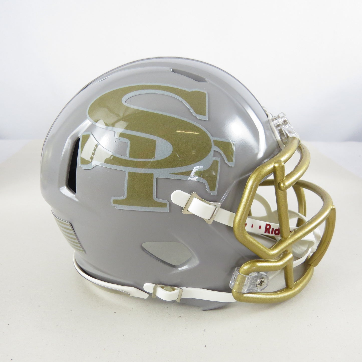 San Francisco 49ers Custom Mini Helmet Gold on Gray