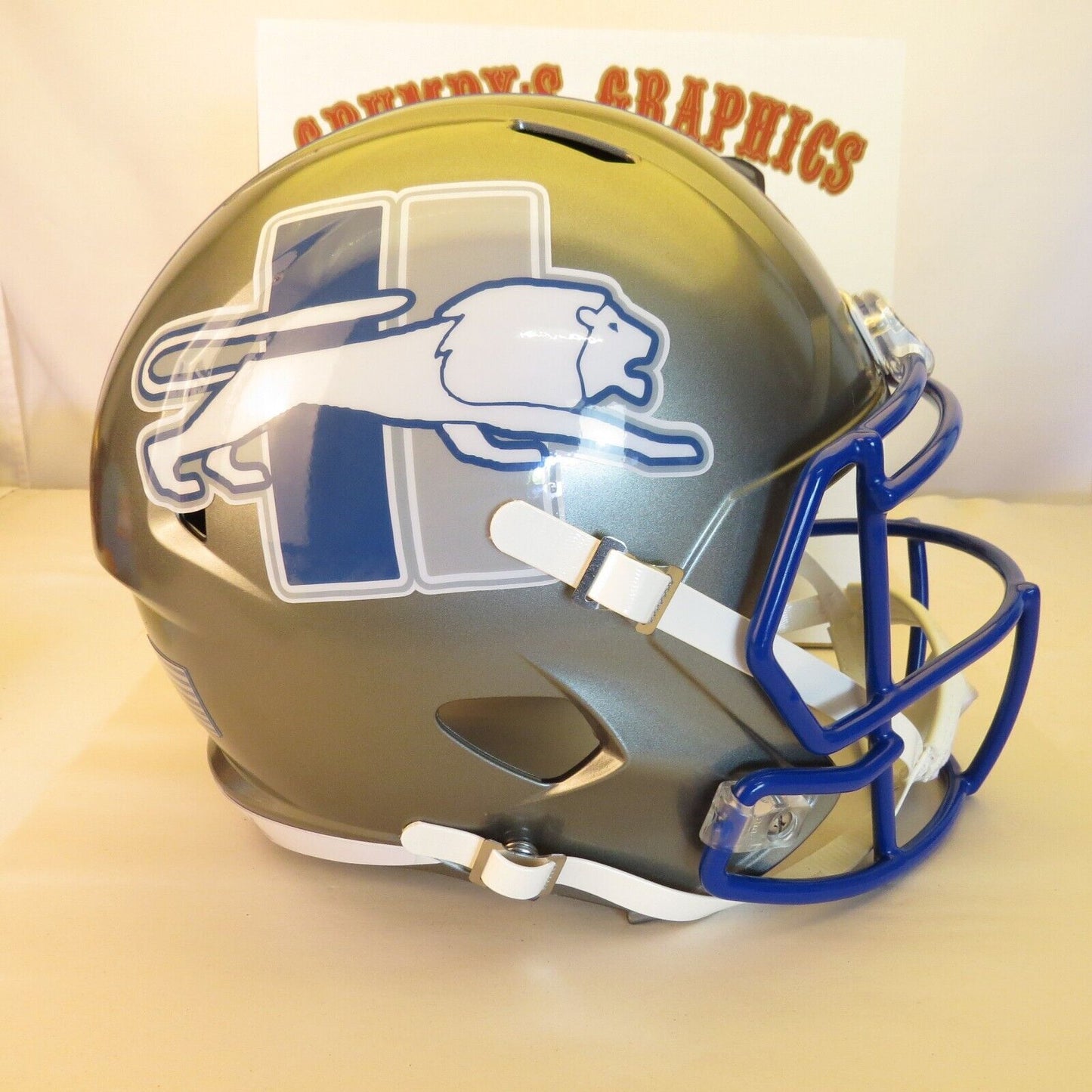 Detroit Lions Custom full size replica Helmet Concept Silver Throwback