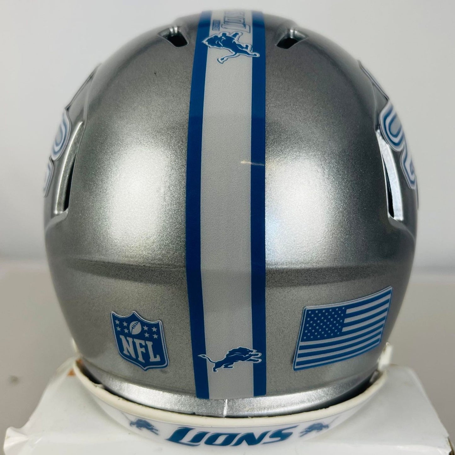 Detroit Lions Custom Mini Helmet - Throw Back Custom Silver Paint