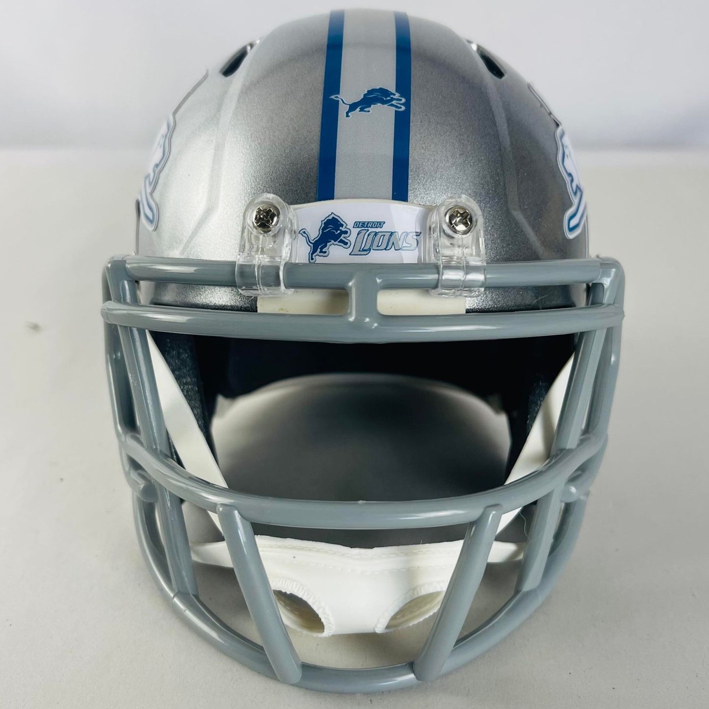 Detroit Lions Custom Mini Helmet - Throw Back Custom Silver Paint