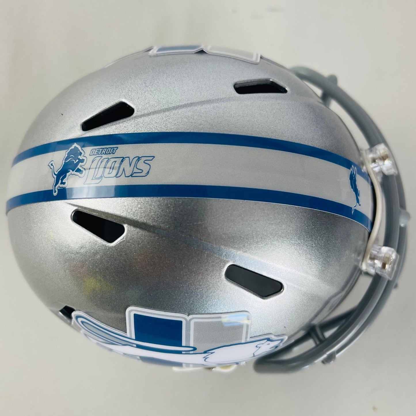 Detroit Lions Custom Mini Helmet - Throw Back Custom Silver Paint