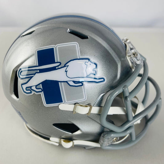 Detroit Lions Custom Mini Helmet - Throw Back Custom Silver Paint