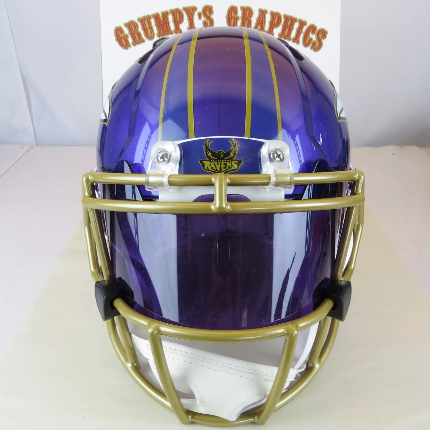 Baltimore Ravens Custom full size Authentic Helmet on Purple with Gold Facemask