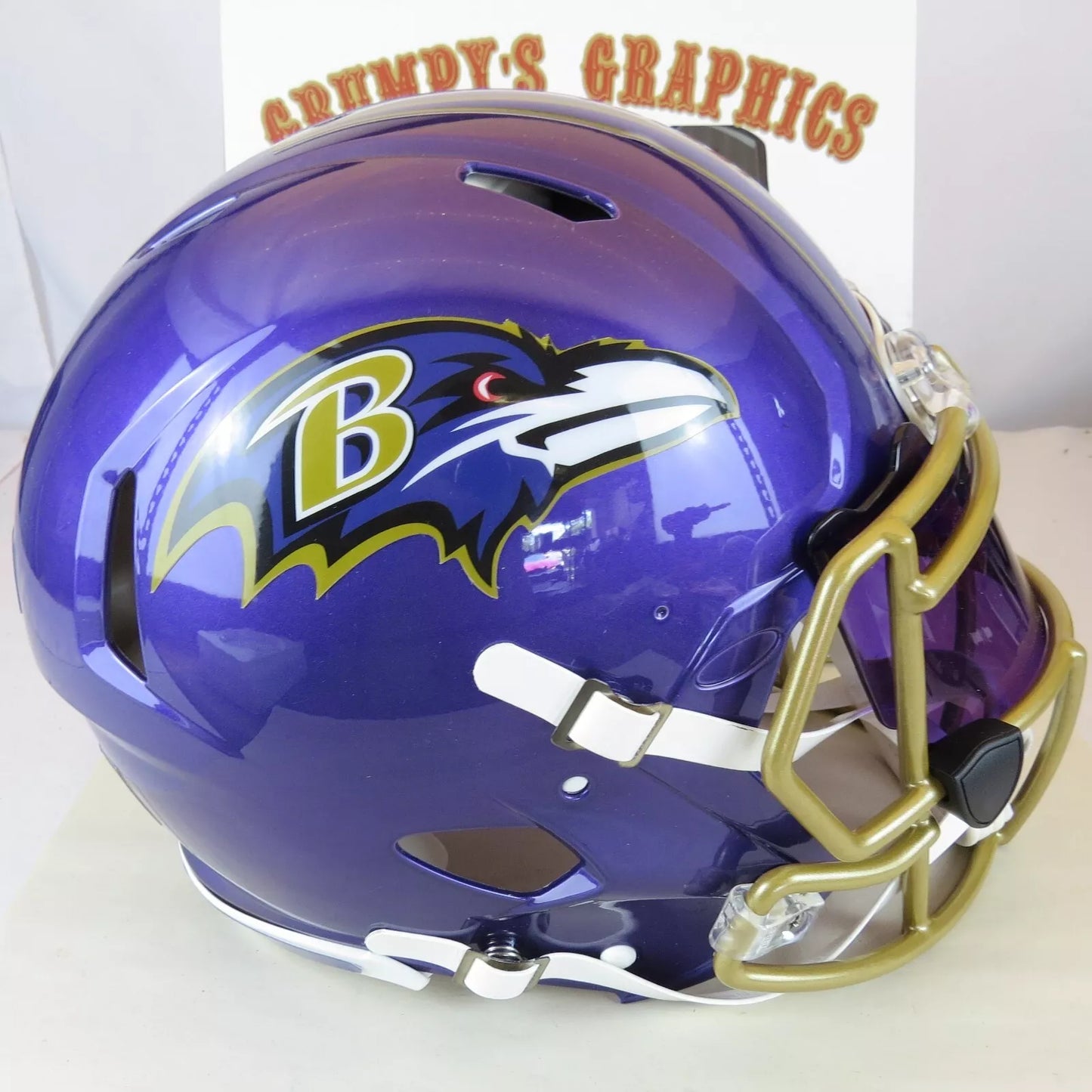 Baltimore Ravens Custom full size Authentic Helmet on Purple with Gold Facemask