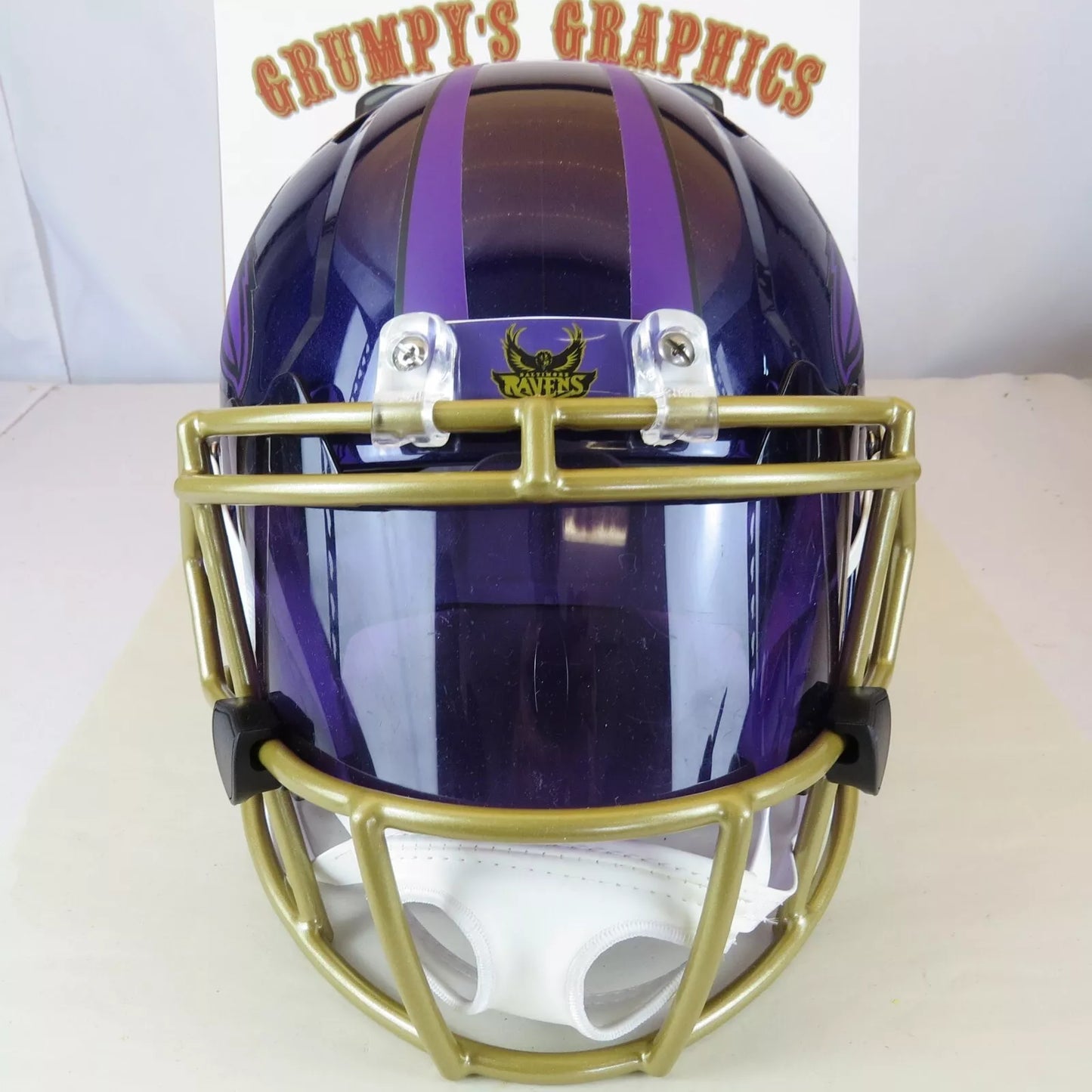 Baltimore Ravens Custom full size replica Helmet on Purple with Gold Facemask