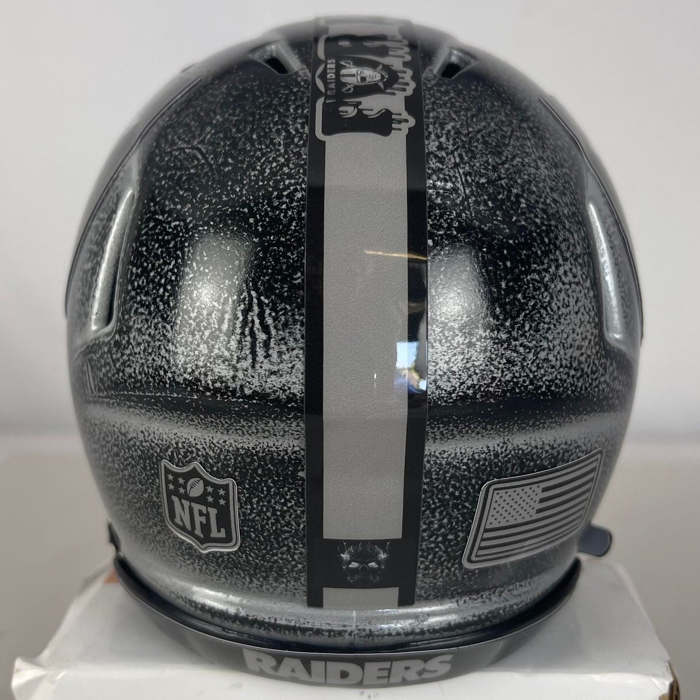 Las Vegas Radiers Custom Mini Helmet - Black/Silver distressed