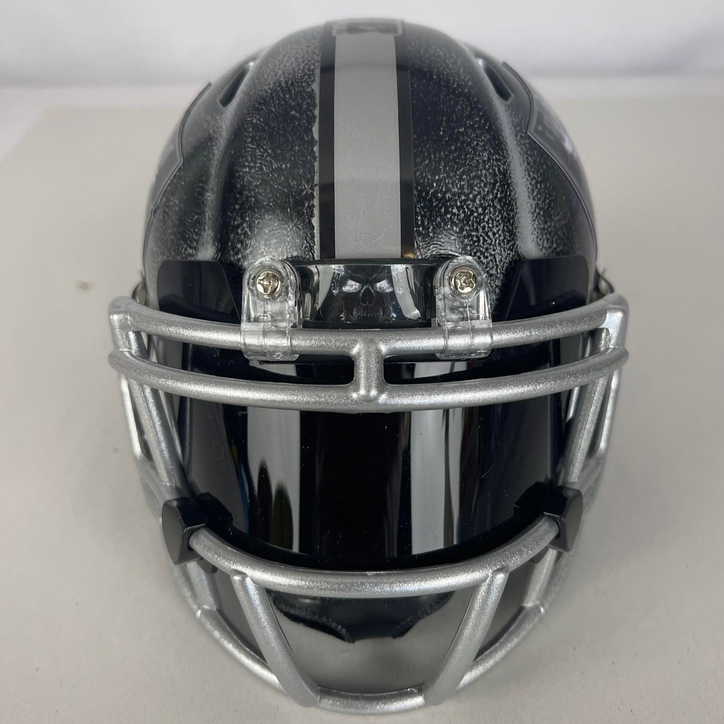 Las Vegas Radiers Custom Mini Helmet - Black/Silver distressed